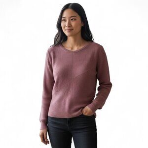 J.Jill Wearever Womens Small Ribbed Knit Pullover Sweater Smokey Plum